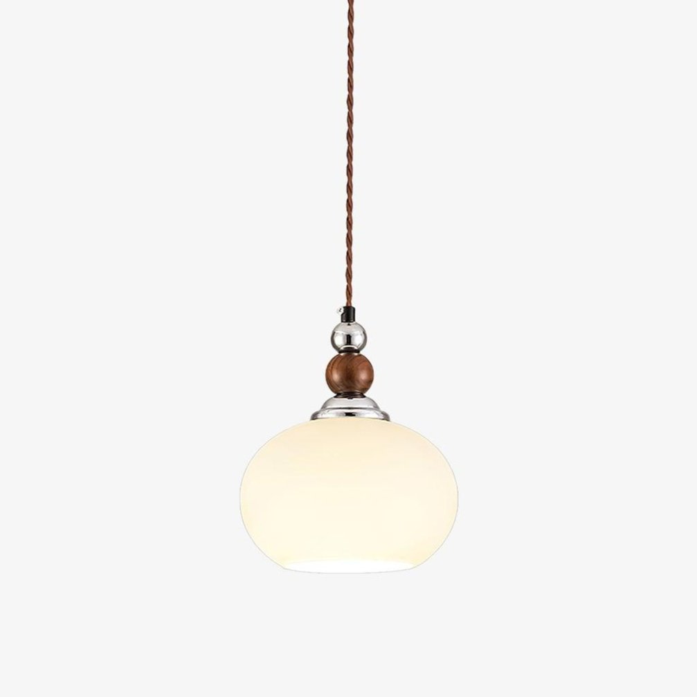 Yisi Po Pendant Light in Black Walnut and Glass, Modern Minimalist Hanging Lamp for Dining and Living Areas