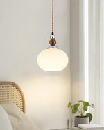Yisi Po Pendant Light in Black Walnut and Glass, Modern Minimalist Hanging Lamp for Dining and Living Areas