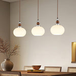 Yisi Po Pendant Light in Black Walnut and Glass, Modern Minimalist Hanging Lamp for Dining and Living Areas