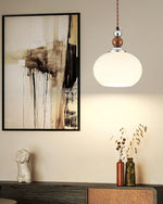 Yisi Po Pendant Light in Black Walnut and Glass, Modern Minimalist Hanging Lamp for Dining and Living Areas