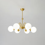 Yisu Brass Chandelier – Vintage Glass Globe Pendant Light for Modern Interiors
