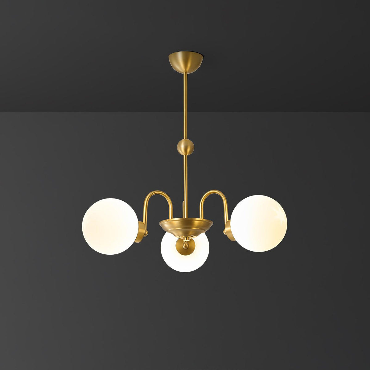 Yisu Brass Chandelier – Vintage Glass Globe Pendant Light for Modern Interiors