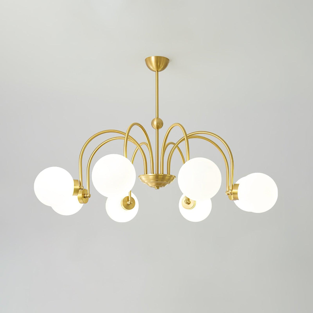 Yisu Brass Chandelier – Vintage Glass Globe Pendant Light for Modern Interiors