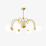 Yisu Brass Chandelier – Vintage Glass Globe Pendant Light for Modern Interiors