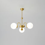 Yisu Brass Chandelier – Vintage Glass Globe Pendant Light for Modern Interiors