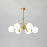 Yisu Brass Chandelier – Vintage Glass Globe Pendant Light for Modern Interiors