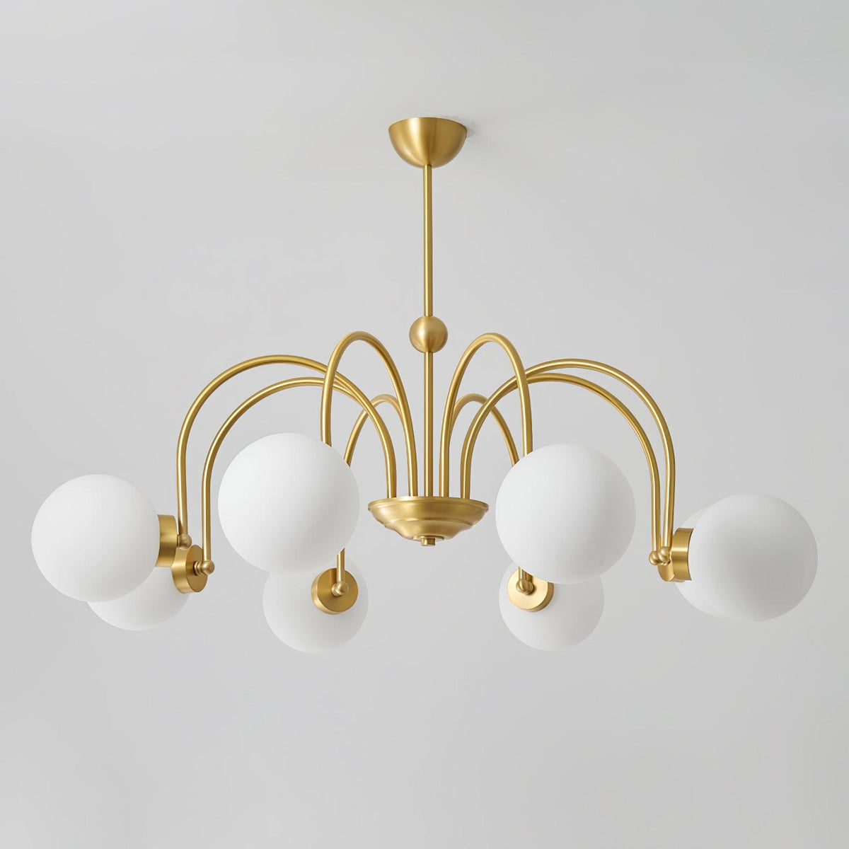 Yisu Brass Chandelier – Vintage Glass Globe Pendant Light for Modern Interiors