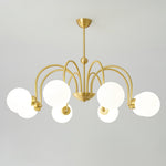 Yisu Brass Chandelier – Vintage Glass Globe Pendant Light for Modern Interiors