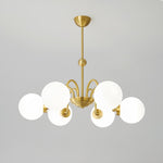 Yisu Brass Chandelier – Vintage Glass Globe Pendant Light for Modern Interiors