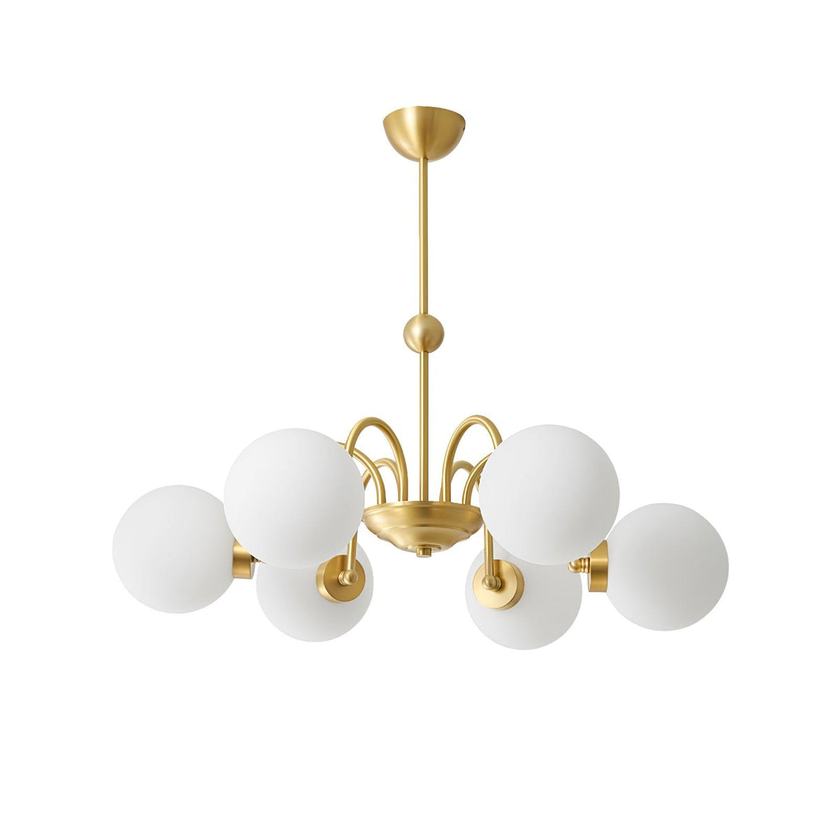 Yisu Brass Chandelier – Vintage Glass Globe Pendant Light for Modern Interiors