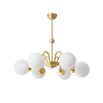 Yisu Brass Chandelier – Vintage Glass Globe Pendant Light for Modern Interiors