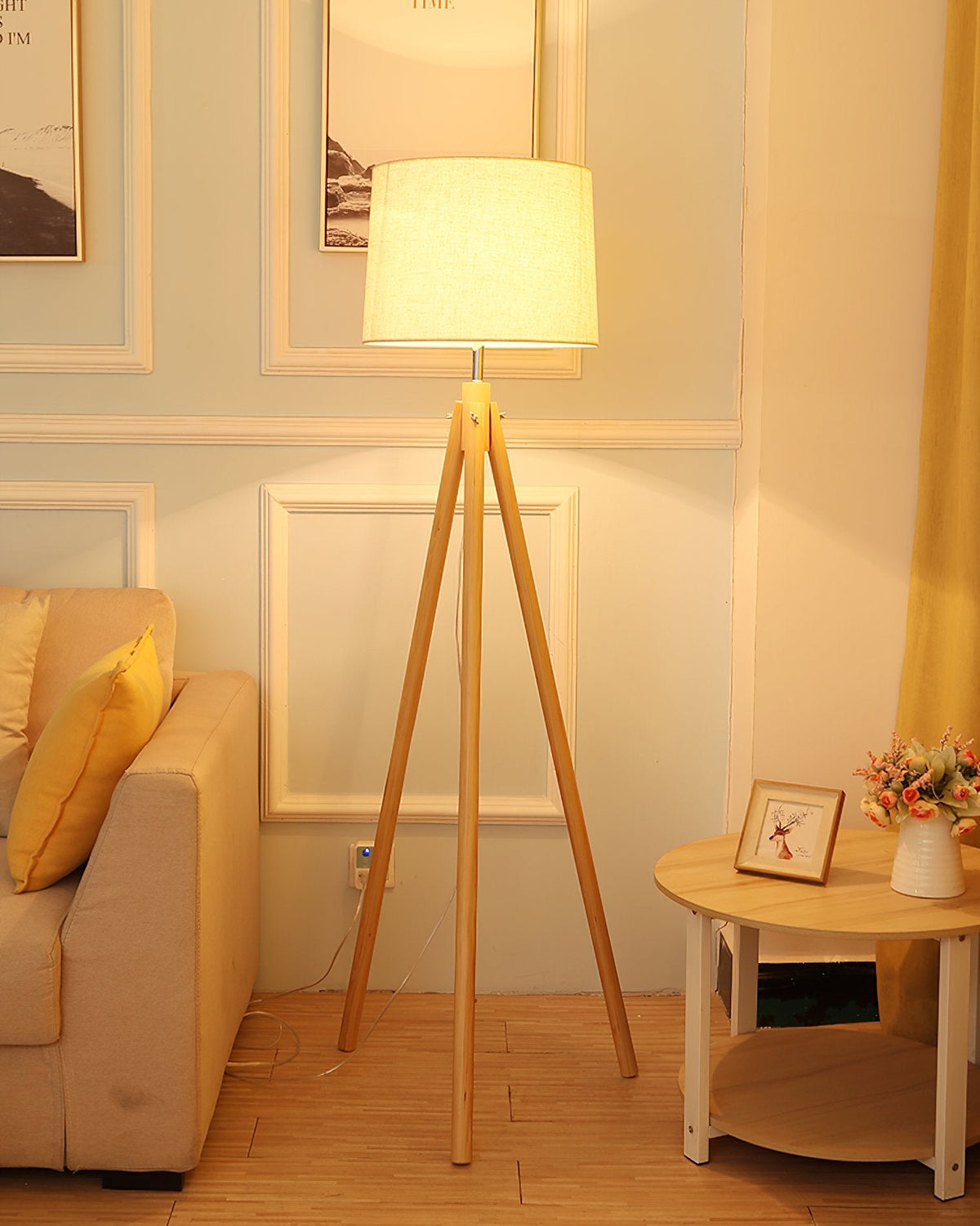 York Tripod Wooden Floor Lamp