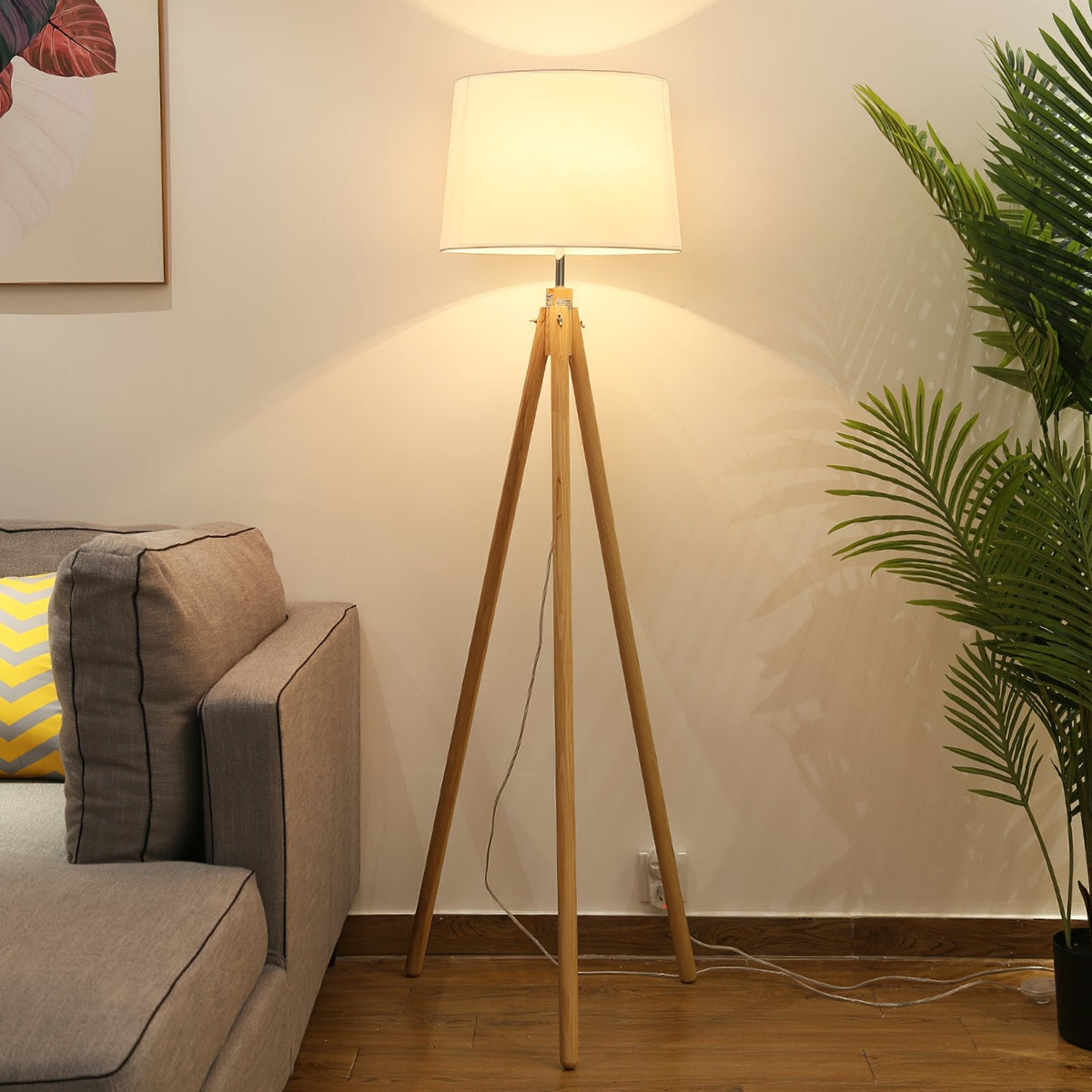 York Tripod Wooden Floor Lamp