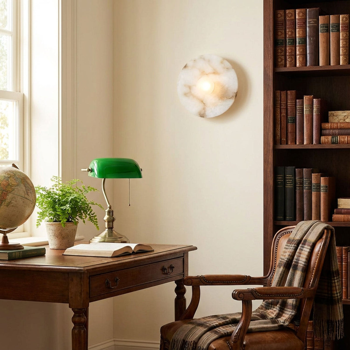Yunhua Alabaster Wall Sconce – Modern Minimalist Round Wall Light