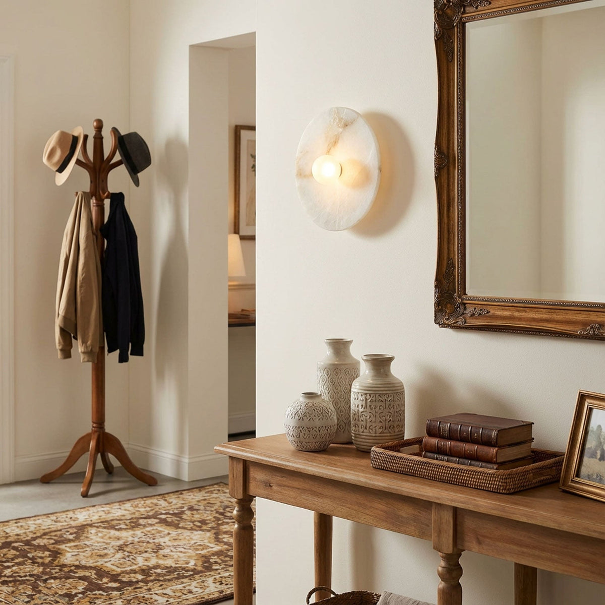 Yunhua Alabaster Wall Sconce – Modern Minimalist Round Wall Light