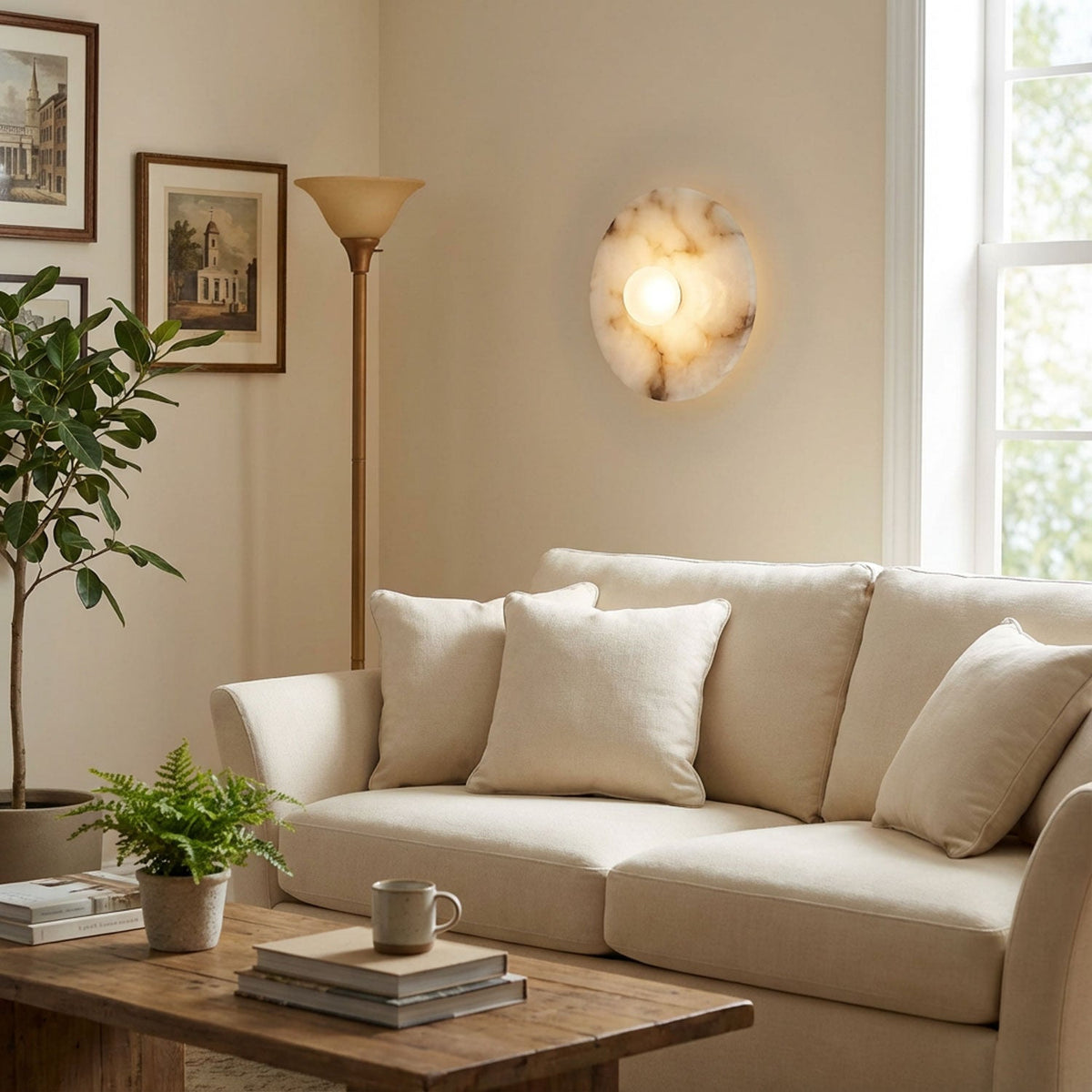 Yunhua Alabaster Wall Sconce – Modern Minimalist Round Wall Light
