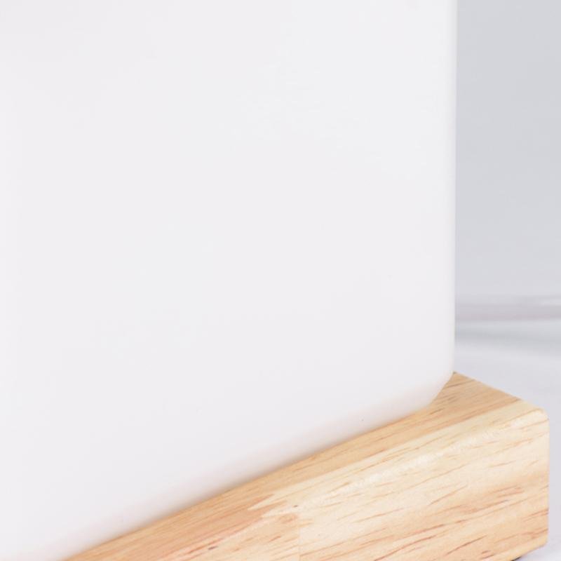 Small House LED Table Lamp in Natural Wood and Frosted Glass for Kids' Rooms