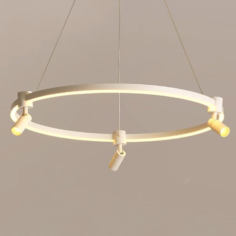Linear LED Chandelier with Adjustable Spotlights for Modern Interiors