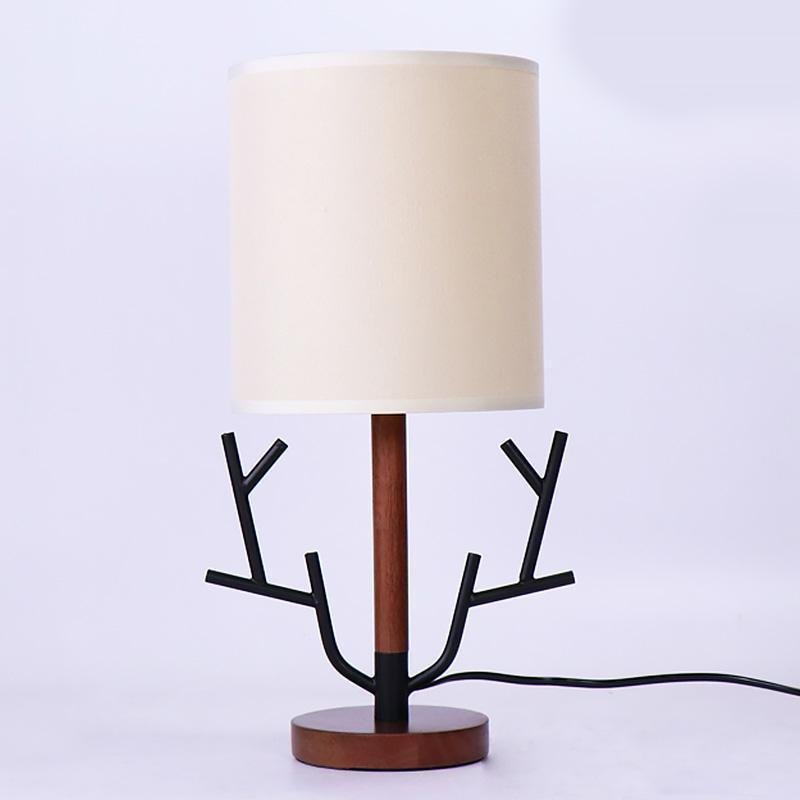 16 Inch Vintage Rustic Tree Branch Us Plug Table Lamp With Fabric Drum Shade