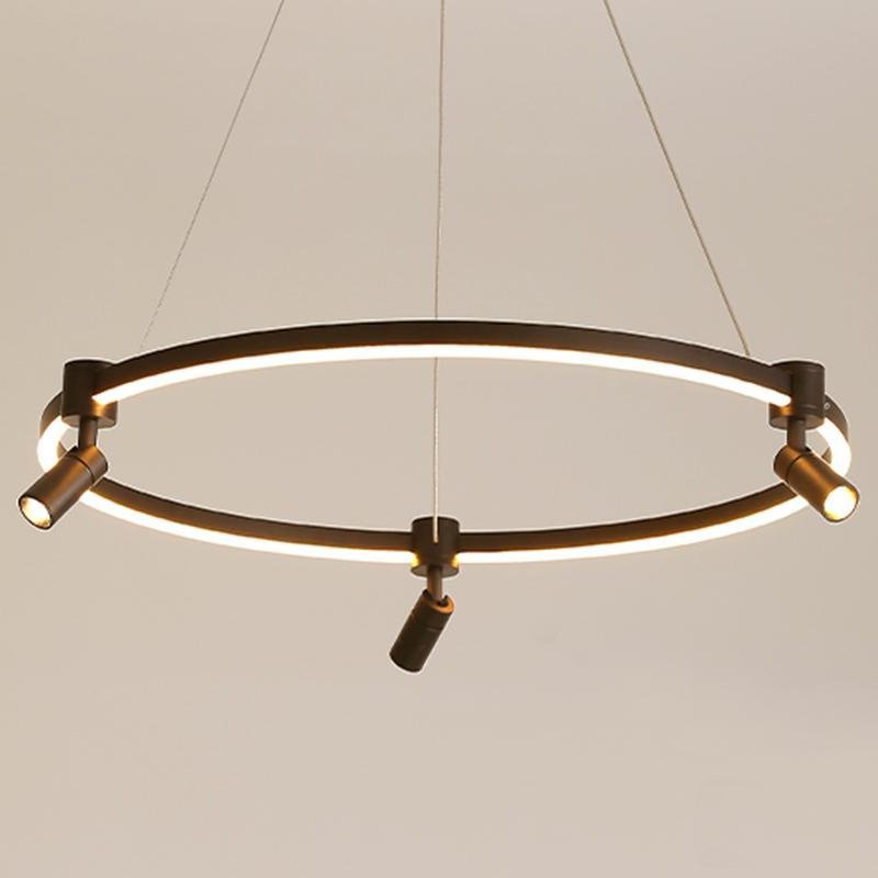 Linear LED Chandelier with Adjustable Spotlights for Modern Interiors