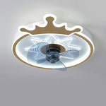 Crown LED Flush Mount Ceiling Fan with Remote – Black & Gold