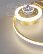 Round Flush Mount Ceiling Fan with LED Light and Remote – Modern Kids Room Fan in Black or Gold