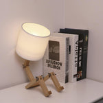 Adjustable Led Wooden Sitting Robot Table Lamp