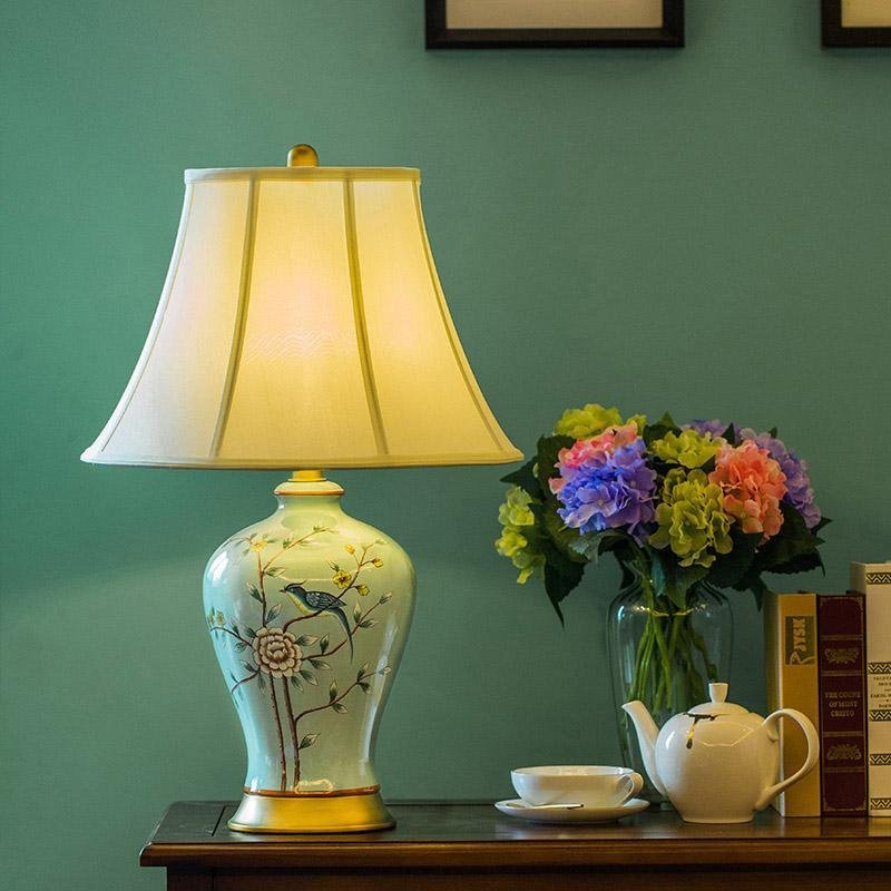 23 Inch Oriental Vivid Branches And Birds Porcelain Table Lamp