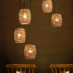 Artisan Wicker Pendant Light Trio — Natural Burlywood Handwoven Shade Set