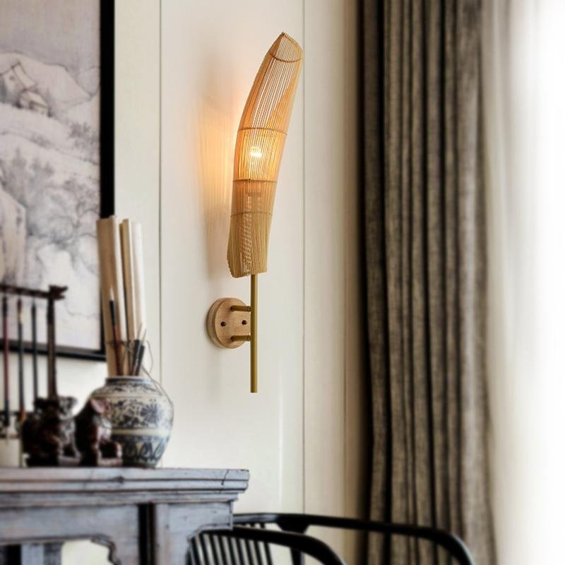 Organic Bamboo Wall Sconce — Handcrafted Natural Wood Lighting for Modern Interiors