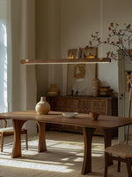 Zen Ridge Wooden Linear LED Pendant Light for Dining Room and Kitchen Island