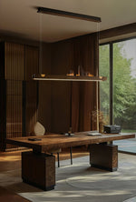 Zen Ridge Wooden Linear LED Pendant Light for Dining Room and Kitchen Island