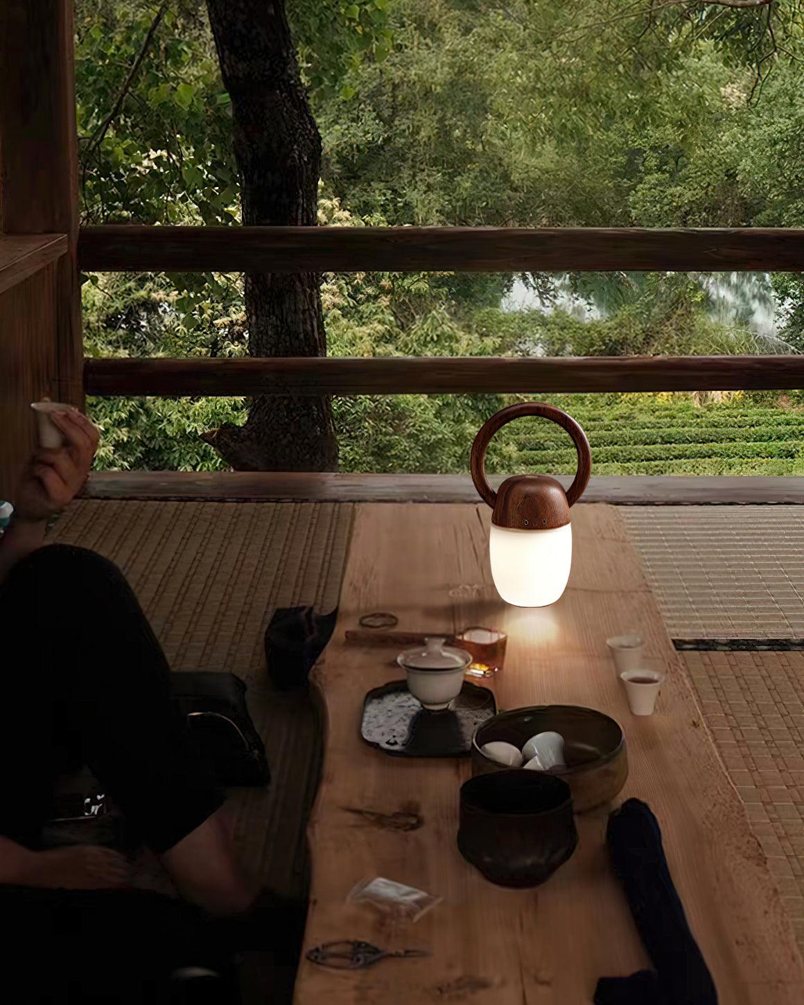 Zen Buddha Portable Table Lamp – Handcrafted Wooden LED Accent Light