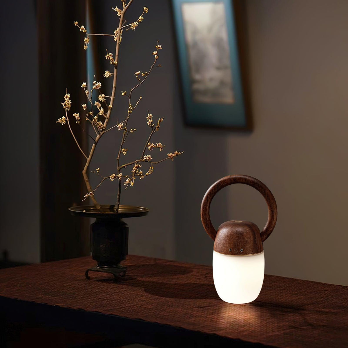Zen Buddha Portable Table Lamp – Handcrafted Wooden LED Accent Light
