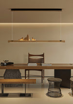 Zen Ridge Wooden Linear LED Pendant Light for Dining Room and Kitchen Island