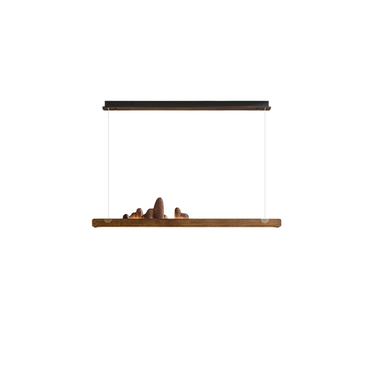 Zen Ridge Wooden Linear LED Pendant Light for Dining Room and Kitchen Island