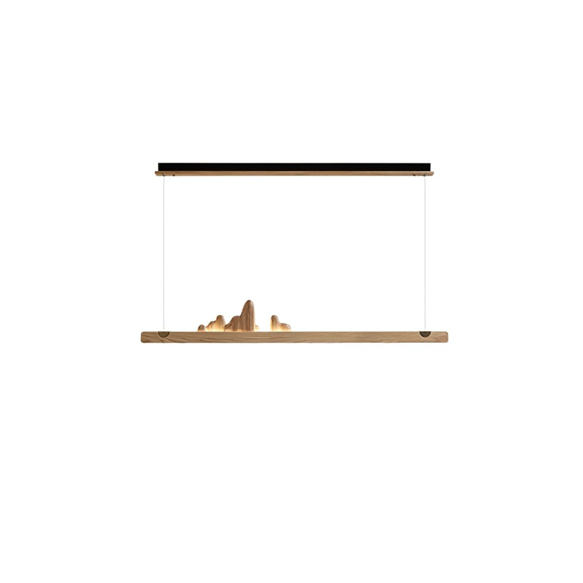 Zen Ridge Wooden Linear LED Pendant Light for Dining Room and Kitchen Island