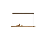 Zen Ridge Wooden Linear LED Pendant Light for Dining Room and Kitchen Island