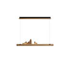 Zen Ridge Wooden Linear LED Pendant Light for Dining Room and Kitchen Island