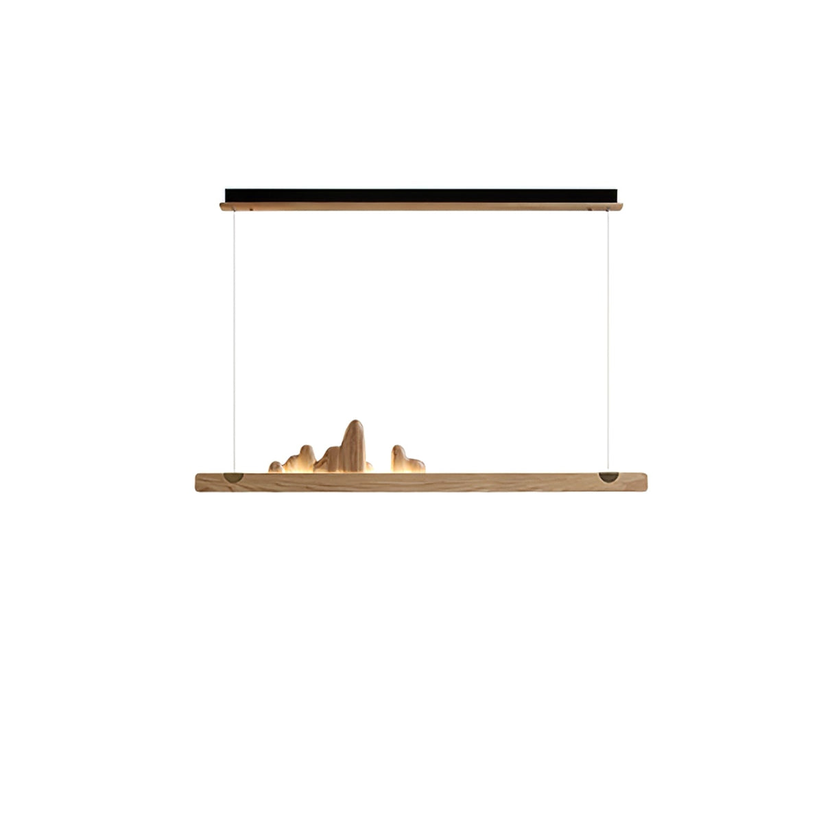Zen Ridge Wooden Linear LED Pendant Light for Dining Room and Kitchen Island