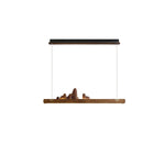 Zen Ridge Wooden Linear LED Pendant Light for Dining Room and Kitchen Island