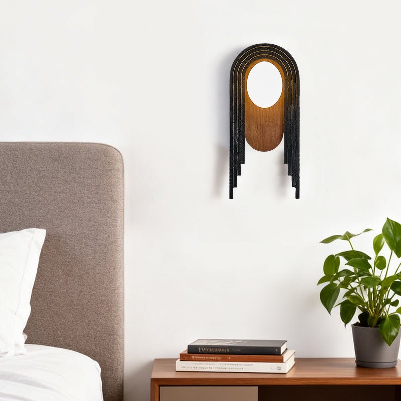Zenith Art Deco Wall Sconce with Travertine and Walnut Reflector