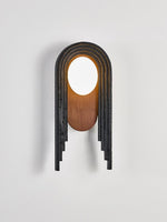 Zenith Art Deco Wall Sconce with Travertine and Walnut Reflector