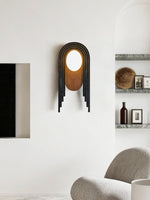 Zenith Art Deco Wall Sconce with Travertine and Walnut Reflector