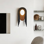 Zenith Art Deco Wall Sconce with Travertine and Walnut Reflector
