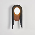 Zenith Art Deco Wall Sconce with Travertine and Walnut Reflector
