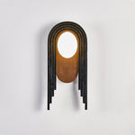 Zenith Art Deco Wall Sconce with Travertine and Walnut Reflector