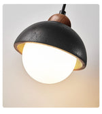 Zenith Pebble Pendant Light — Black Travertine & Opal Glass Designer Pendant