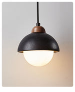 Zenith Pebble Pendant Light — Black Travertine & Opal Glass Designer Pendant