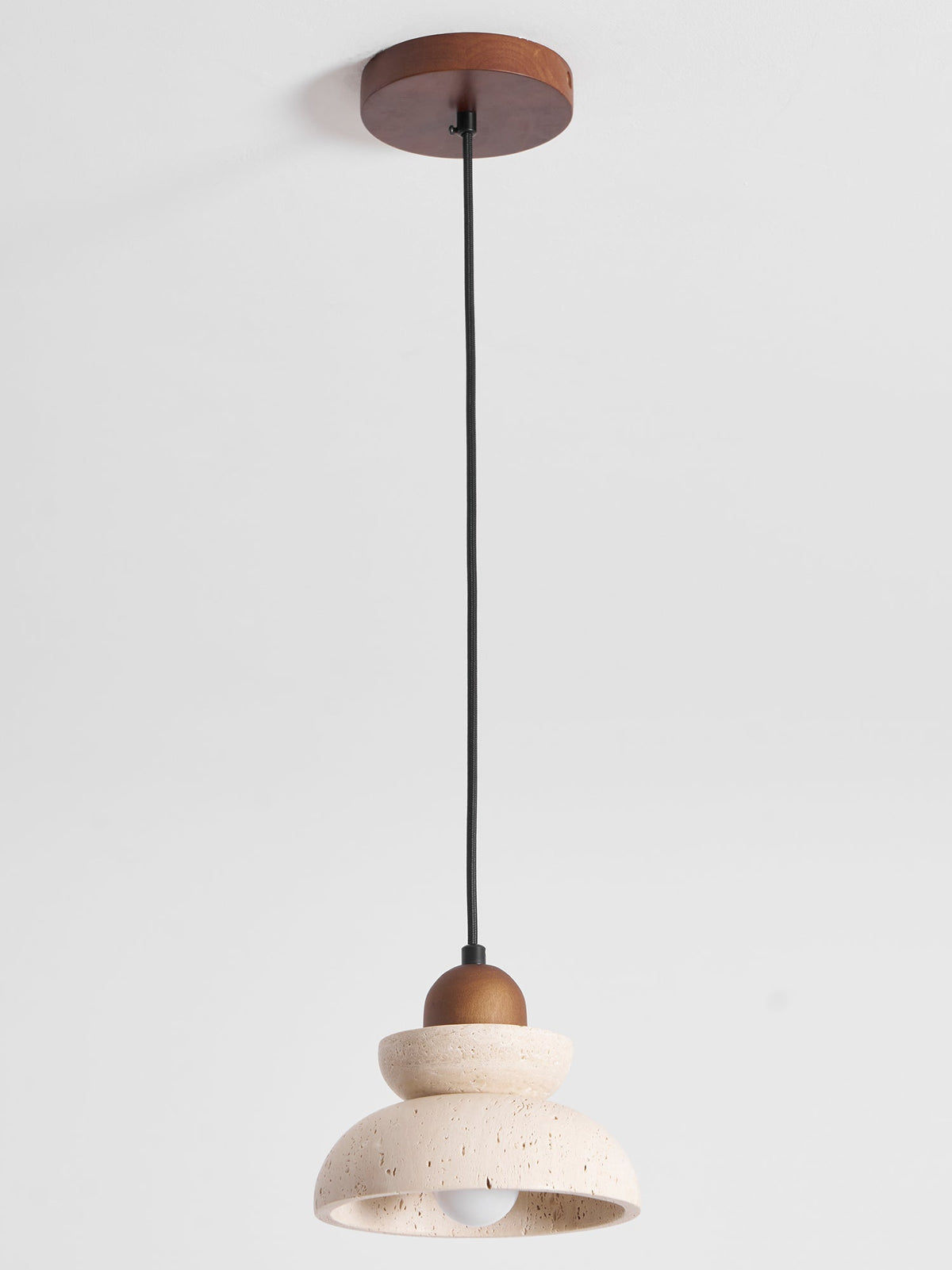 Zenith Tier Pendant Light in Natural Travertine and Walnut